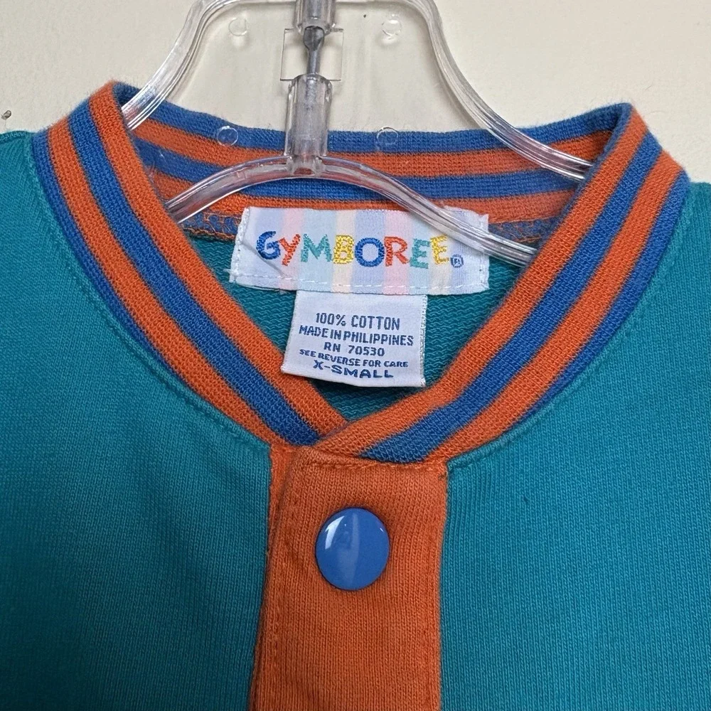 Vintage Rainbow Tag Gymboree Romper Size XS Green Orange Blue